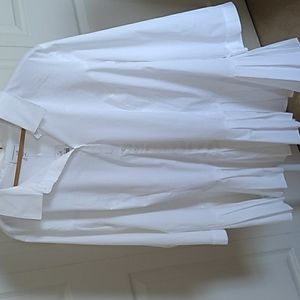 Christian Siriano for J. Jill White Accordion Pleated Peplum Button Down Blouse